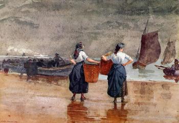 溫斯洛 荷默 Fishergirls on the Beach, Tynemouth